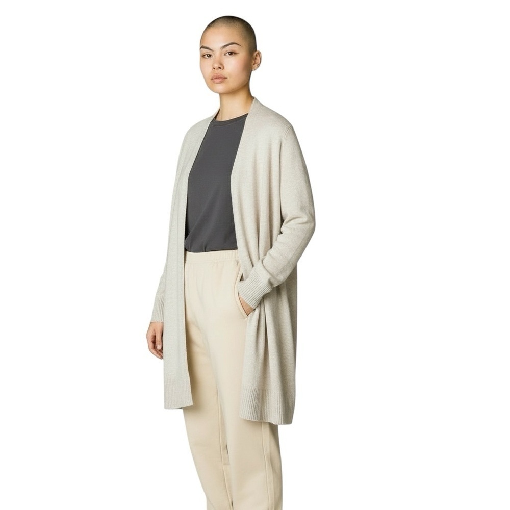 J. Jill Wearever Collection Long open Cardigan Sweater Cream Womens S Oversized‎